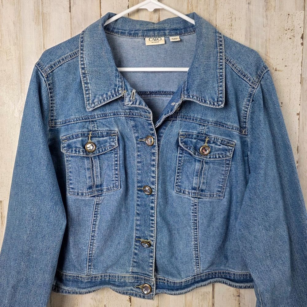 Cato Denim Jean Jacket Blue Size 18/20w - Picture 4 of 10